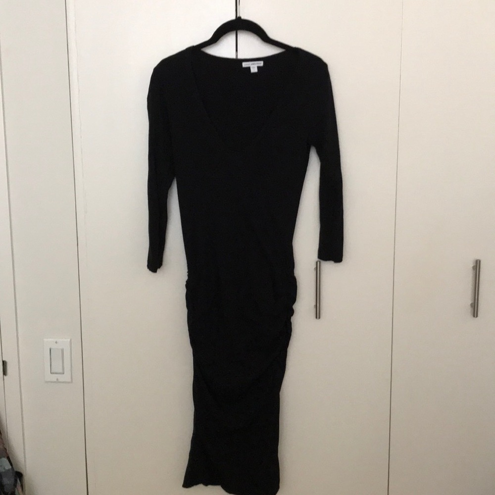 James Peres Ruched 3/4 sleeve dress